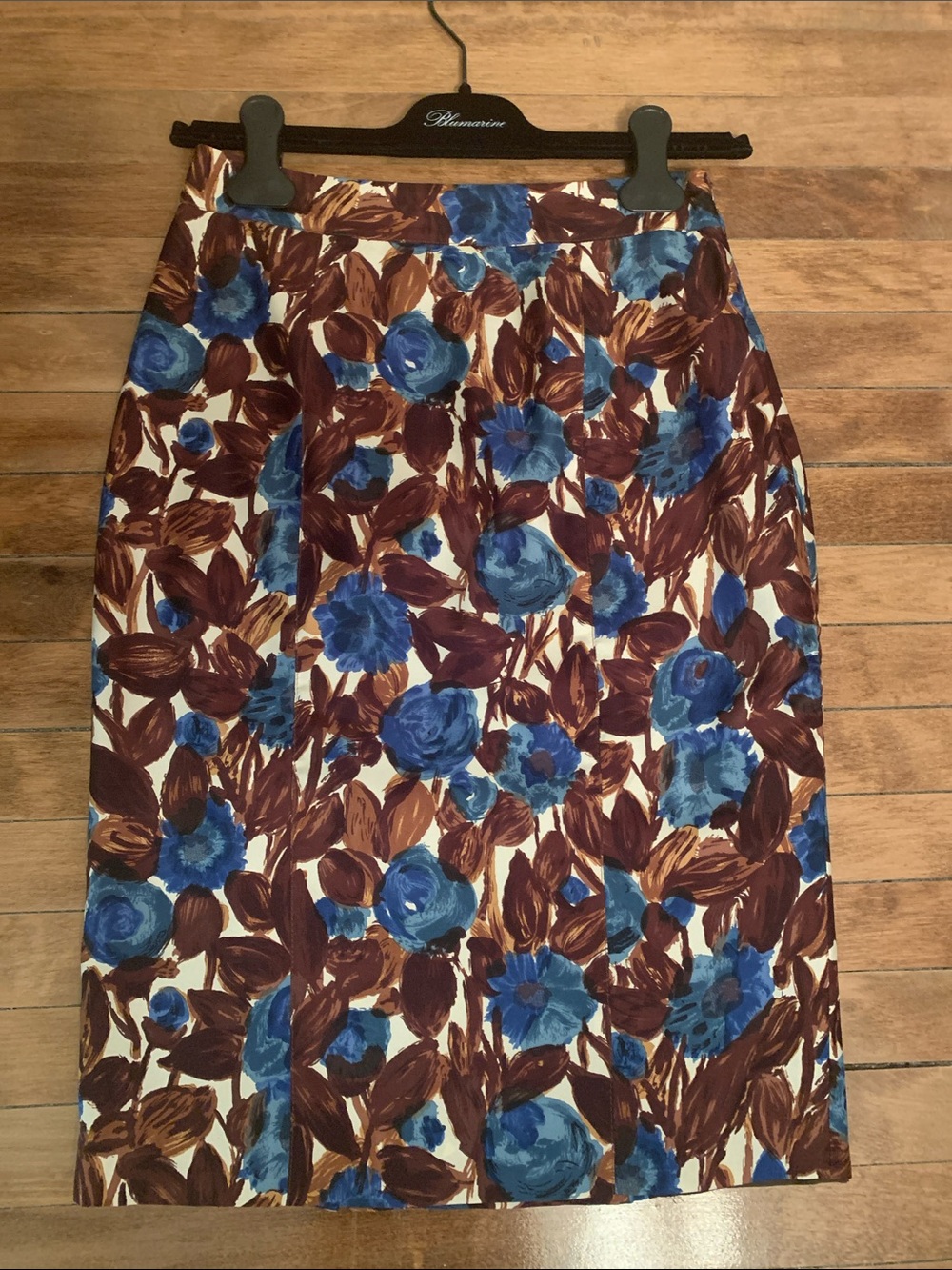 Bluemarine Blue/ Brown Floral Pencil Skirt